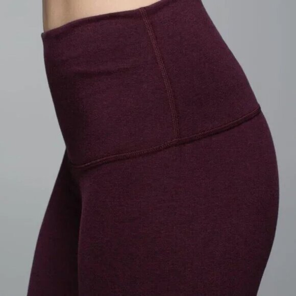 Lululemon Wunder Under Crop II *Cotton (Roll Down)Heathered Bordeaux Drama-Size4 - Picture 5 of 15
